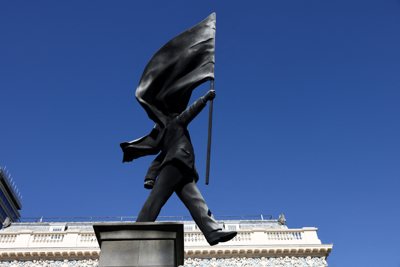 Blind Patriotism (Flag-Blinded Statue)
